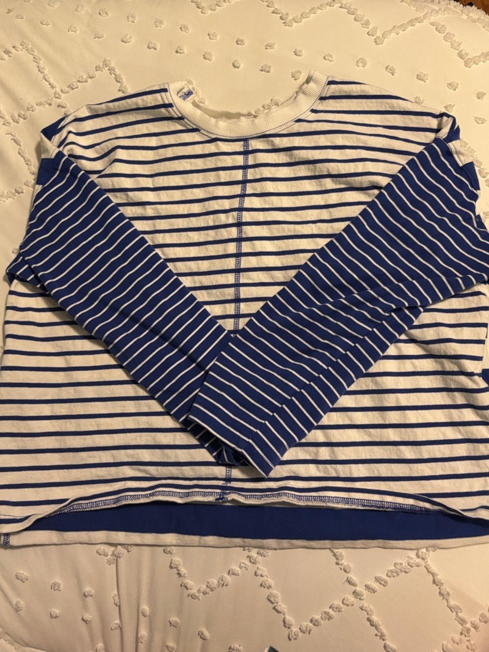 Women’s Blue & White Striped Long Sleeve Top